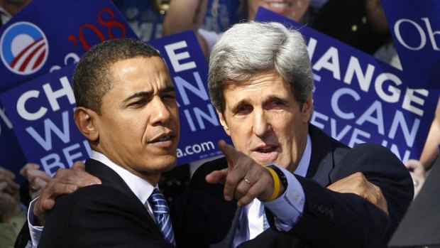 Former Democratic presidential aspirant John Kerry (right) - worth about $US240 million - with US President Barack Obama during the 2008 campaign.