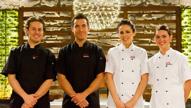 <i>My Kitchen Rules</i> finalists Nic and Rocco and Leigh and Jennifer.