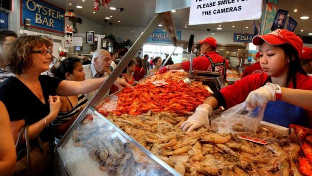Seafood frenzy ... Sydney Fish Market.