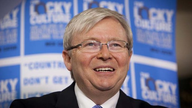 Reason to be cheerful: Kevin Rudd has clearly outstripped Tony Abbott as preferred PM.