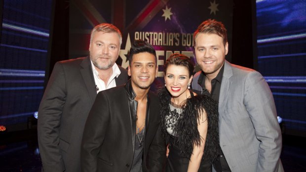 And misses ... 2012 champion Andrew De Silva with the judges of Australia's Got Talent