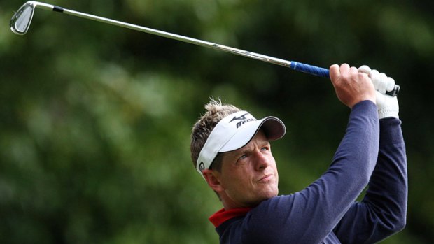 Luke Donald in action during the first round of the the BMW PGA Championship at Wentworth Golf Club in Wentworth.