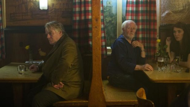 Strong: Philip Seymour Hoffman stars as Gunter Bachmann in <i>A Most Wanted Man</i> and writer John Le Carre (right) has a small part.
