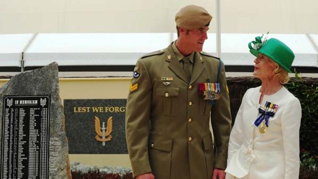 Selfless ... Corporal Ben Roberts-Smith with Quentin Bryce.