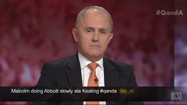 Malcolm Turnbull during one of his appearances on Q&A.