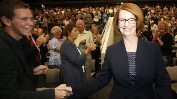 Preaching to the converted: Prime Minister Julia Gillard meets supporters
