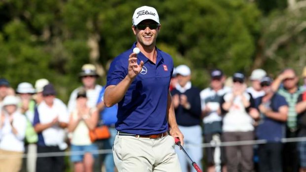 Adam Scott all smiles after his sixth birdie during his first round.