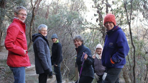 Some of the organisers of the "Trek for Timor" at Wentworth Falls in the Blue Mountains.