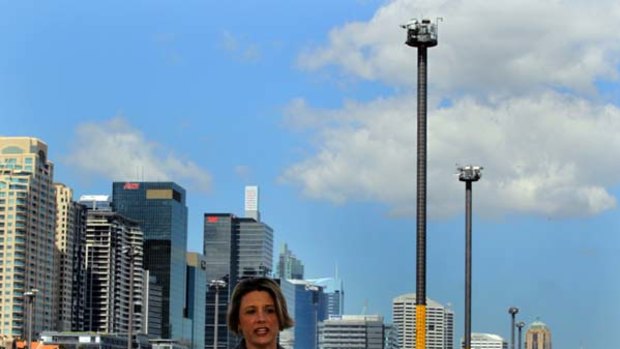 On-site takeover ... Kristina Keneally announces her new portfolio as minister for Barangaroo.