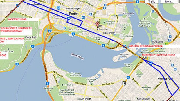 Possible routes for a light rail network running through the Perth CBD.