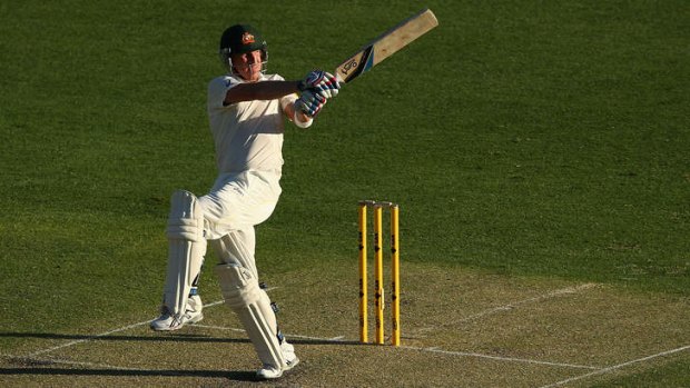 Cool head: Brad Haddin was the middle-order rock on another unflattering day for Australia's top order on the opening day of the first Test at the Gabba on Thursday.