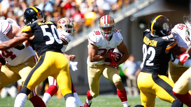 Reality check: Jarryd Hayne got limited opportunities as the 49ers fell to Pittsburgh.