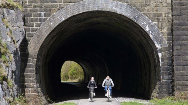 An old line converted into the Monsal Bike Trail, west Yorkshire.