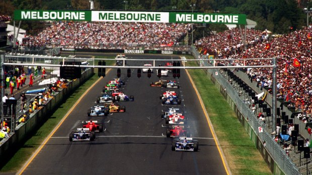 The start of the 1996 Australian Grand Prix, Melbourne.