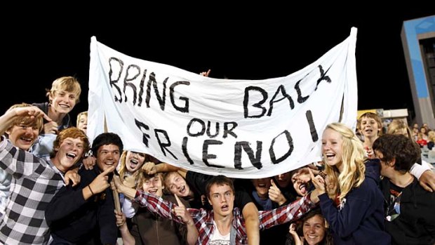 The message . . . fans at Canberra Stadium on Saturday.
