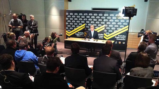 Please explain ... David Gallop fronts a media conference this afternoon.