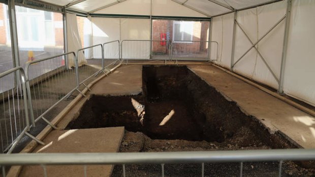 The dig site where the skeleton of King Richard III was discovered.