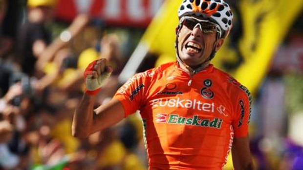 Mikel Astarloza of Spain after winning stage 16 of the Tour de France.