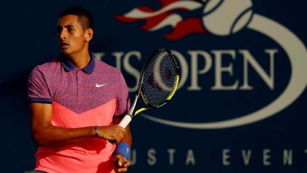 Nick Kyrgios returns a shot against Italy's Andreas Seppi during the men's single second round match on day four.