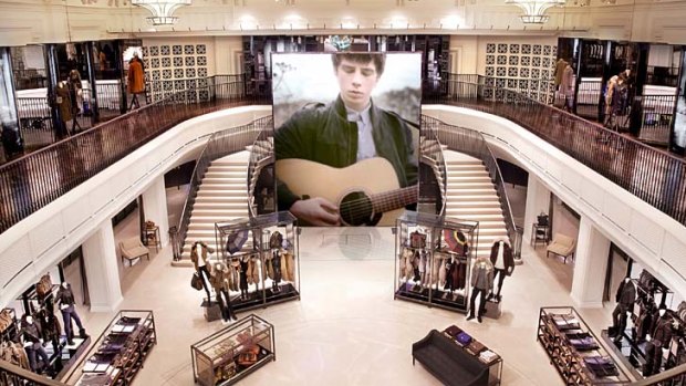 Classic tech: The interior of Burberry's new flagship store.
