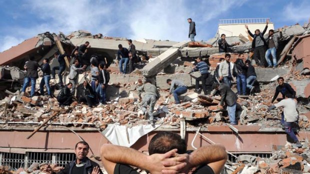 Hundreds feared trapped underneath the rubble in Turkey after an earthquake on Sunday.