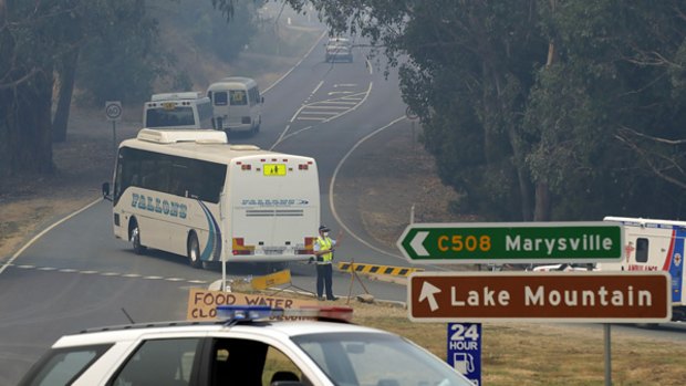 Marysville residents are bussed to their homes to see the their town for the first time since the devastating fires.
