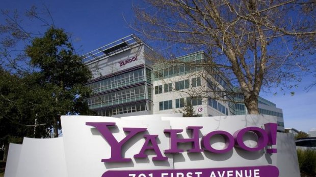 A Yahoo! sign sits out front of their headquarters in Sunnyvale, California.