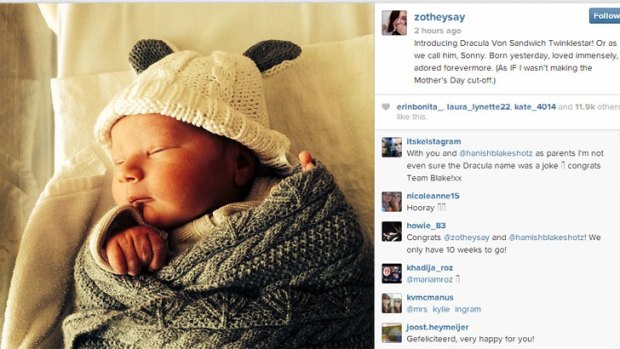 Hamish Blake and Zoe Foster Blake's baby boy, Sonny, as shared by Zoe on her Instagram account.