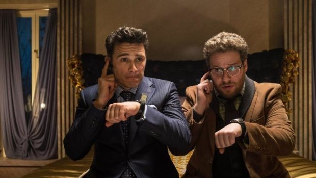 Hot topic: In <i>The Interview</i>, Dave Skylark (James Franco, left) and Aaron Rapaport (Seth Rogen) are recruited by the CIA to assassinate North Korea's leader.