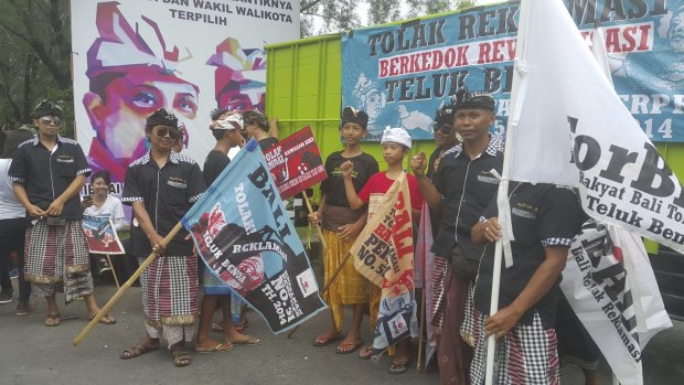 Protesters campaign against proposed Benoa Bay project in Bali last month. 