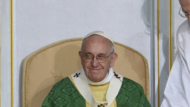 Pope Francis celebrates a final Mass in Philadelphia on Sunday.