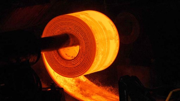 "Steel seat" ... opposition leader Tony Abbott says a carbon tax would "bring down the shutters" on the Australian steel industry.