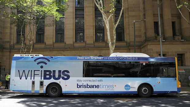 The Brisbanetimes.com.au wi-fi bus officially hit the road for the first time today.