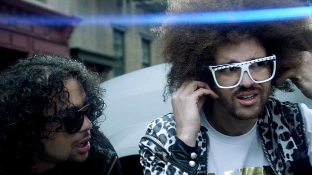 Track by US act LMFAO (pictured) beat best-sellers by Adele and Maroon 5 to top Apple's year-end download chart.