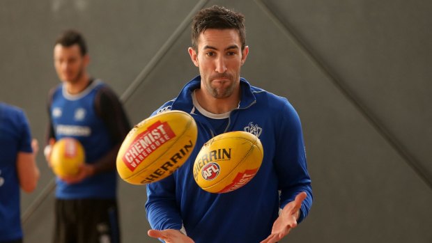 Michael Firrito at North Melbourne training this week. He is relishing his football. 