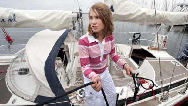 Laura Dekker, 14, on her yacht.
