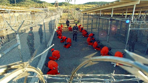 Detainees arrive at Guantanamo Bay on January 11, 2002.
