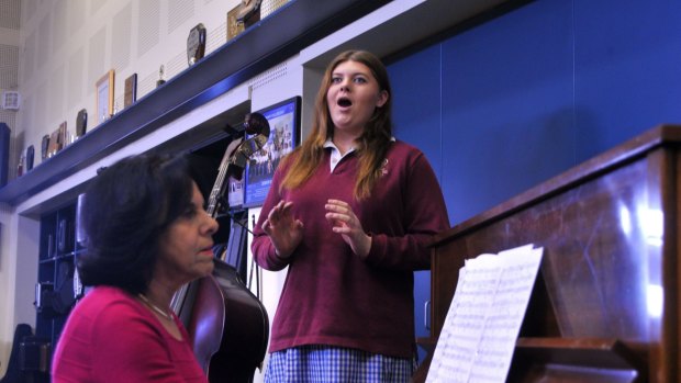 On her way: Koo Wee Rup Secondary College student Emma Wallace, with teacher Claudia Barker, has been offered a scholarship with Opera Scholars Australia. 