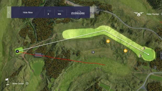 The danger line (in red) that Jason Day intended to take.