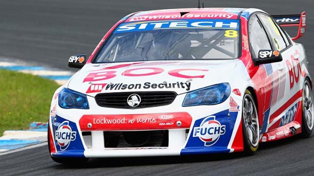 Record setter &#8230; Jason Bright on his way to the day's fastest time at Sydney Motorsport Park.