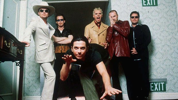 Michael Hutchence, pictured in the foreground, with his INXS bandmates in 1997.