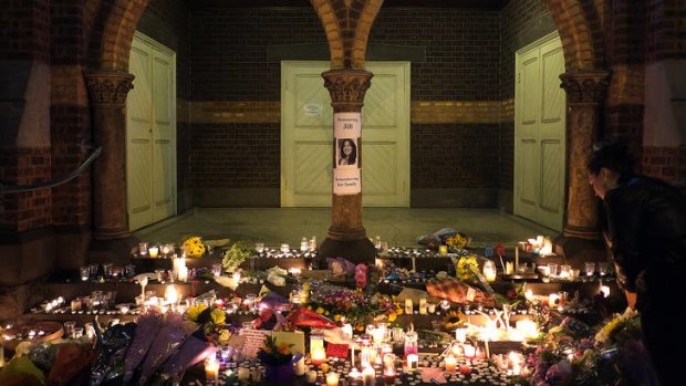 Candles laid outside a church in Brunswick in memory of Jill Meagher.