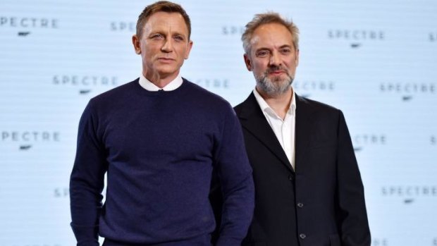 Daniel Craig and director Sam Mendes at the <em>Spectre</em> launch at Buckinghamshire, west of London. 
