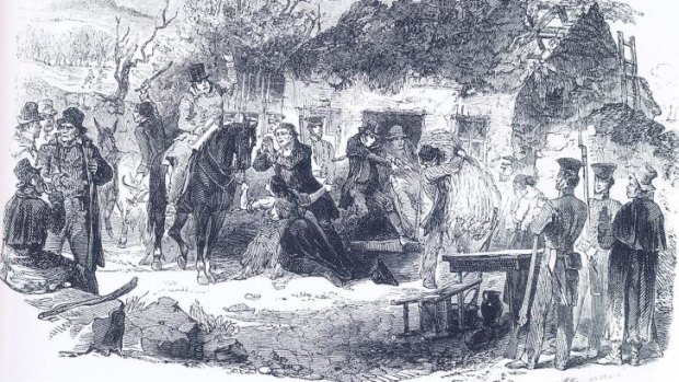 Eviction: An illustration from <i>Luck of the Irish</i>.