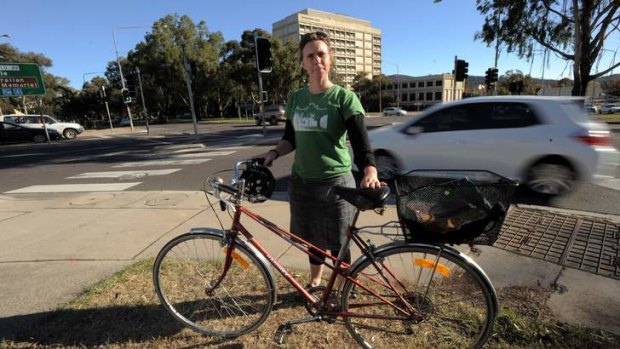 ANU lecturer, Julie Clutterbuck, understands the risks of riding along Northbourne Avenue.