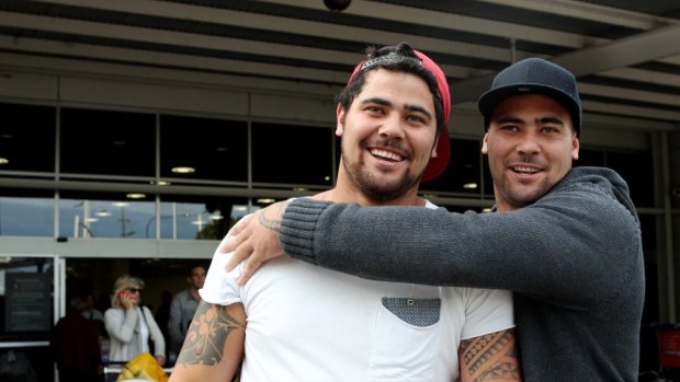 Good luck: David and Andrew Fifita will finally line up together in the NRL on Sunday.
