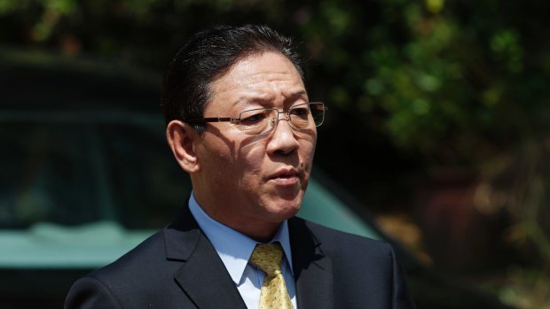 North Korea's Ambassador to Malaysia Kang Chol speaks to the media outside the North Korean Embassy in Kuala Lumpur.