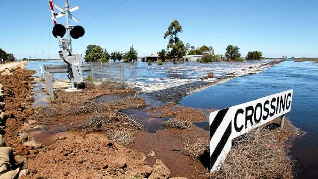 Kerang, Victoria, in flood during 2011.