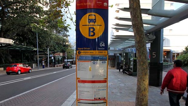 Out with the old: Signage at a North Sydney bus stop.