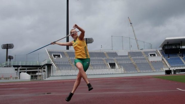 Javelin thrower Kelsey-Lee Roberts trains at Kimidera Athletics Stadium.